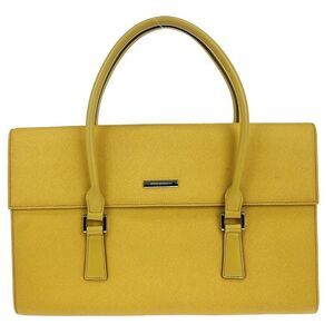 Burberry Vintage Handbag Leather Yellow Leather Handbag (Pre-Owned)